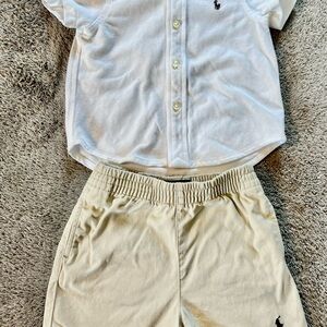 Ralph Lauren Polo Shirt and Tan Shorts Set